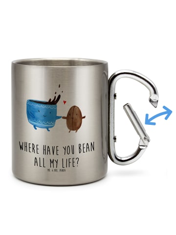 Mr. & Mrs. Panda Becher Kaffee Bohne mit Spruch in Silber
