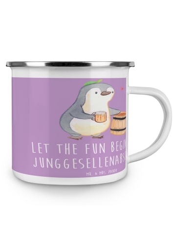 Mr. & Mrs. Panda Emaille Tasse Junggesellenabschied Spaß mit Spruch in Lavendeltraum