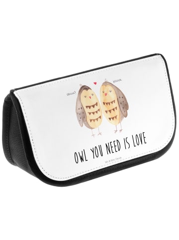 Mr. & Mrs. Panda Make-Up Tasche Eulen Liebe mit Spruch in Weiß