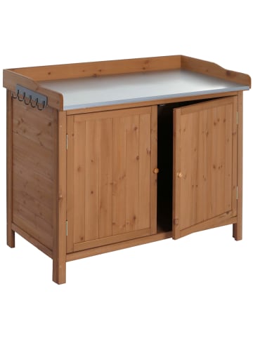 MCW Gartenschrank mit Arbeitsplatte L69, Braun