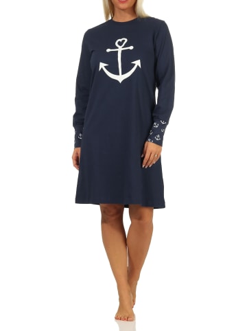 NORMANN Nachthemd Bündchen Anker - 69828 in marine