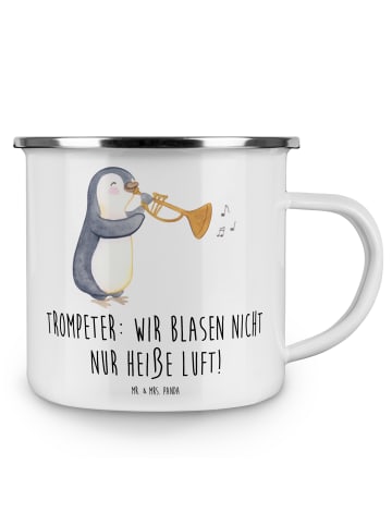 Mr. & Mrs. Panda Tasse Emaille Trompete Kunst mit Spruch in Weiß