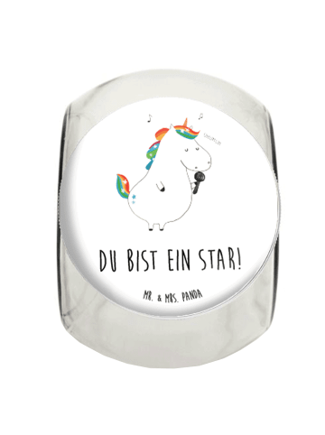Mr. & Mrs. Panda Bonbonglas Einhorn Sänger mit Spruch in Weiß