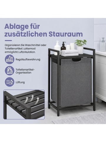 VASAGLE Wäschekorb Brenta in Grau-Schwarz - (B)33 x (H)72 x (T)50 cm