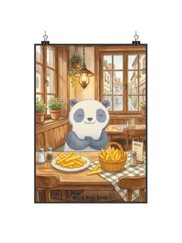 Mr. & Mrs. Panda Wandposter Panda Pommes Gebet Design ohne Spruch in Weiß