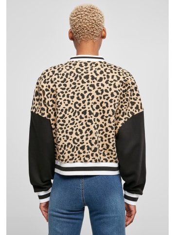 Urban Classics Urban Classics Damen Ladies AOP Oversized College Sweat Jacket in unionbeigeleo/black