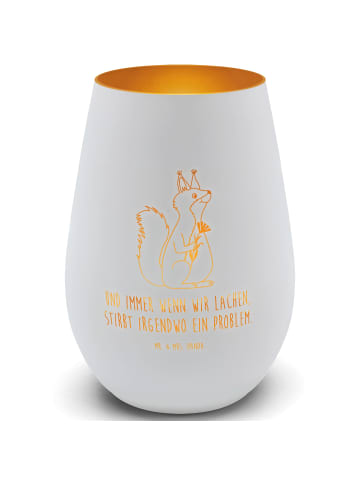 Mr. & Mrs. Panda Kerzenhalter Eichhörnchen Blume mit Spruch in Weiß