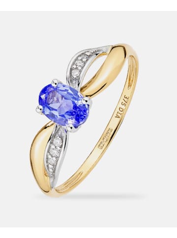 Diamant L'éternel Ring, mit Tansanit, 375 Gelbgold