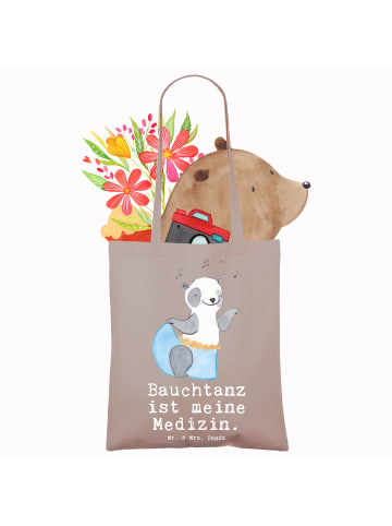 Mr. & Mrs. Panda Tragetasche Panda Bauchtanz mit Spruch in Braun Pastell