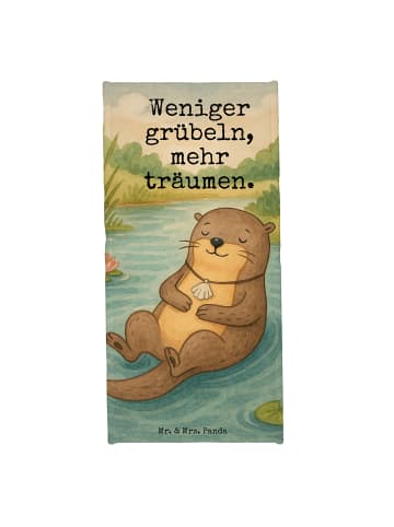 Mr. & Mrs. Panda Strandtuch Otter Muschel Design mit Spruch in Grau Pastell