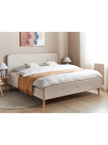 Beliani Doppelbett RENNES in Beige/Braun - (W) 191 x (H) 107 x (L) 216 cm