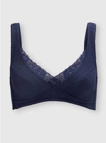 Sieh an! Entlastungs-BH ohne Bügel in weiß-marine-bedruckt + marine