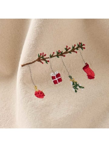 IB Laursen Geschirrtuch TRADITION Natur ZWEIG Rote BEEREN und WEIHNACHTSSCHMUCK Bestickt