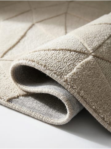KADIMA DESIGN Teppich Wolle Handgetuftet DEBEN Geometrisch Wohnzimmer Modern in Natur
