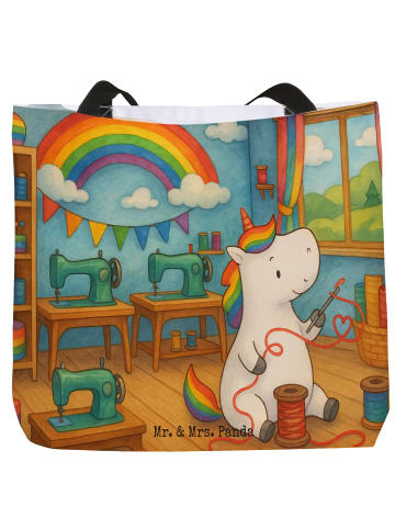 Mr. & Mrs. Panda Shopper Einhorn Näherin Design ohne Spruch in Weiß