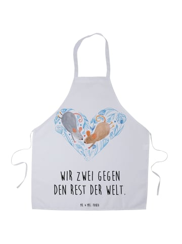 Mr. & Mrs. Panda Kochschürze Mäuse Herz mit Spruch in Weiß