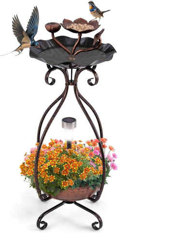 COSTWAY Vogeltränke mit Solarleuchte in Bronze