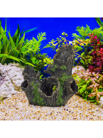 relaxdays Aquariumdeko Baumstamm in Schwarz-Grün