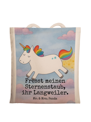 Mr. & Mrs. Panda Einkaufstasche Einhorn Happy Design mit Spruch in Weiß