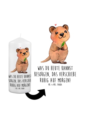 Mr. & Mrs. Panda Stumpenkerze Quokka Happy mit Spruch in Weiß