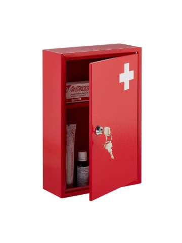 relaxdays Medizinschrank in Rot/ Weiß - (B)21,5 x (H)32 x (T)9,5 cm