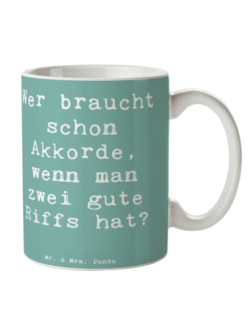 Mr. & Mrs. Panda Keramiktasse Spruch E-Gitarre Zwei Riffs mit Sp... in Meeresbrise