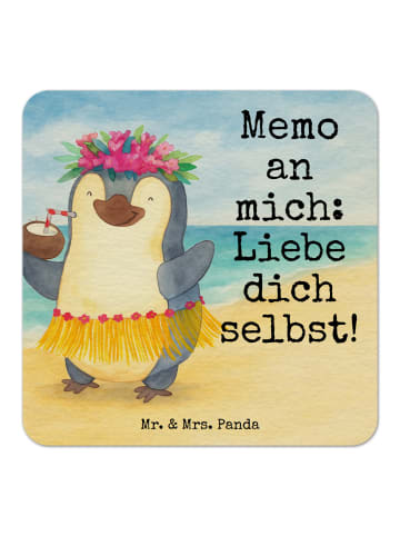 Mr. & Mrs. Panda Tischuntersetzer Pinguin Kokosnuss Design mit S... in Weiß