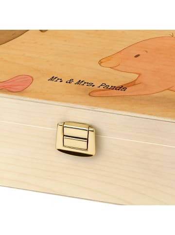 Mr. & Mrs. Panda Teebox Holz Hasen Muschel Design mit Spruch in Weiß