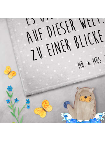 Mr. & Mrs. Panda Frotteetuch Pinguin mit Kind mit Spruch in Grau Pastell