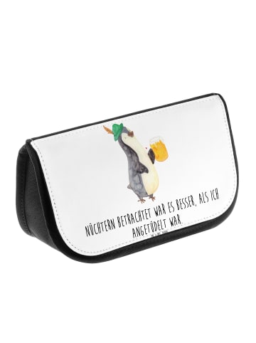 Mr. & Mrs. Panda Schminktasche Pinguin Bier mit Spruch in Weiß