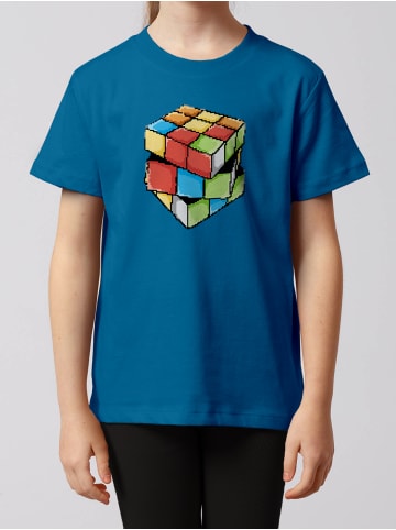 wat? Apparel T-Shirt Pixel Zauberwürfel in Blau