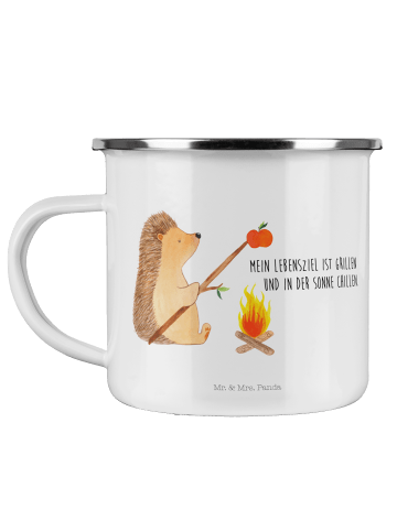 Mr. & Mrs. Panda Kaffeetasse Igel Grillen mit Spruch in Weiß