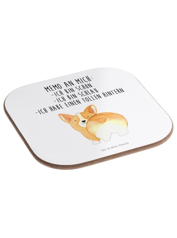 Mr. & Mrs. Panda Bierdeckel Corgi Po mit Spruch in Weiß