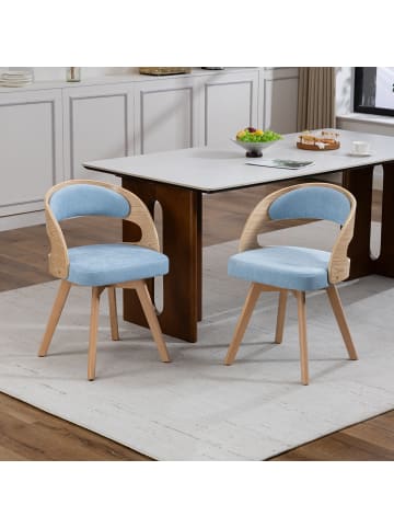 ABRIHOME Esszimmerstuhl in Blau drehbar mit Kissen geschwungener Rückenlehne