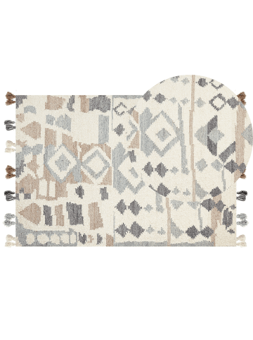 Beliani Kelim MRGAVET in Bunt/Beige/Grau - (W) 160 x (H) 1 x (L) 230 cm