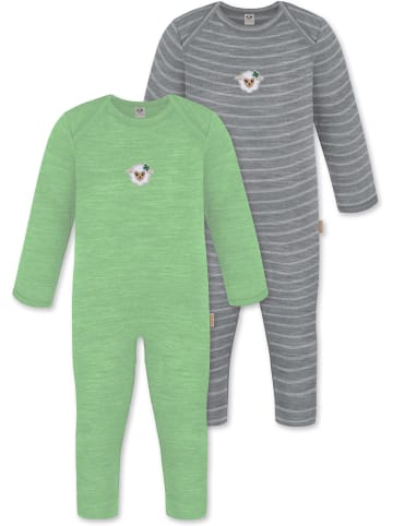 Normani Outdoor Sports 2er Pack Baby Merino Strampler „Waverly“ in Grün/Grau