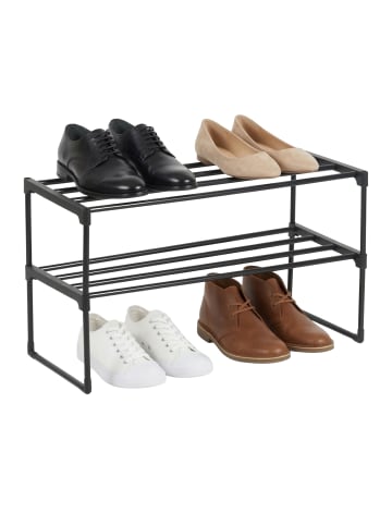 relaxdays Schuhregal "2 Ebenen" in Schwarz - (B)68 x (H)38 x (T)30 cm