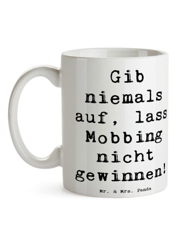 Mr. & Mrs. Panda Kaffeetasse Spruch Mobbing bewältigen mit Spruch in Weiß