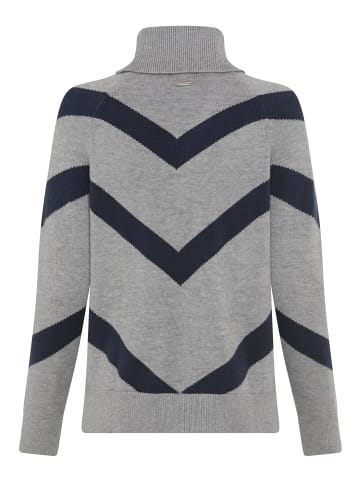 Laura Scott Rollkragenpullover in hellgrau navy gemustert