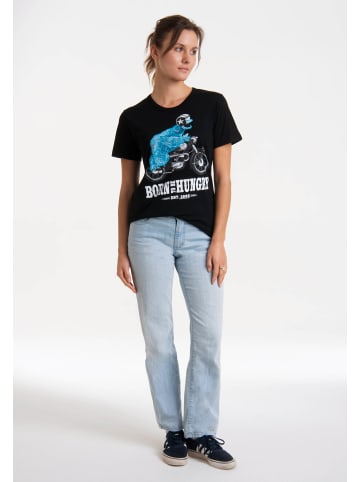 Logoshirt T-Shirt Sesamstrasse - Krümelmonster Motorrad in schwarz