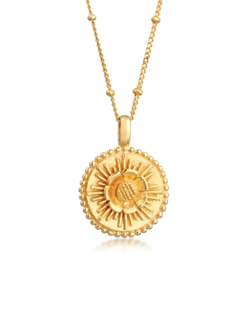 Elli Halskette 925 Sterling Silber Kugel, Lotusblume, Medaillon, Münze in Gold