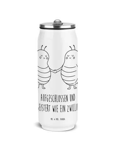 Mr. & Mrs. Panda Trinkflasche Sternzeichen Zwilling mit Spruch in Weiß