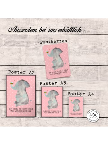 Mr. & Mrs. Panda Bild Elefant Biene mit Spruch in Rot Pastell