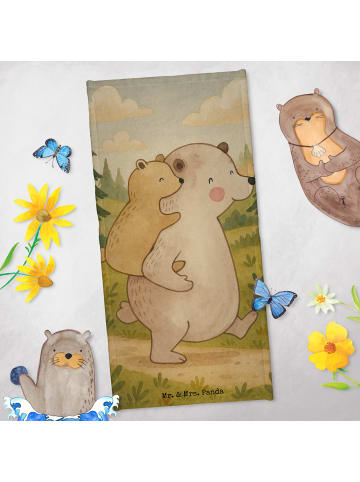 Mr. & Mrs. Panda Badhandtuch Papa Bär Design ohne Spruch in Blau Pastell