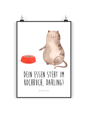 Mr. & Mrs. Panda Poster Katze Fressen mit Spruch in Weiß