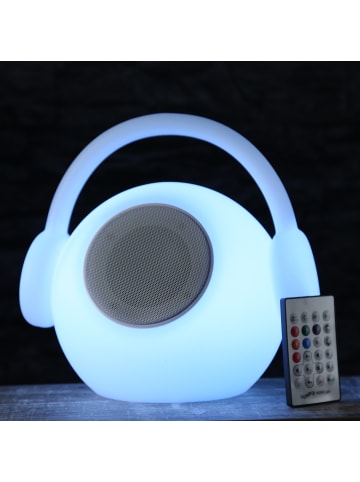 MARELIDA LED Tischleuchte EVE mit Lautsprecher Terrassenleuchte Bluetooth in weiß