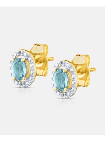 Diamant L'éternel Ohrstecker, mit Blautopas, 375 Gelbgold