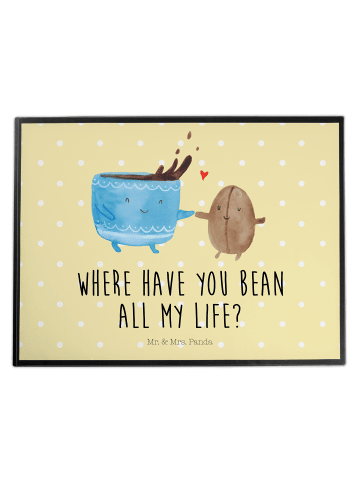 Mr. & Mrs. Panda schreibtischunterlage Kaffee Bohne mit Spruch in Gelb Pastell