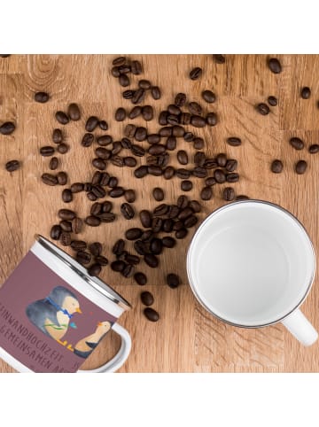 Mr. & Mrs. Panda Camping Emaille Tasse 35. Hochzeitstag Leinwand... in Kaffa Coffee