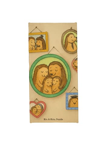 Mr. & Mrs. Panda Duschhandtuch Igel Familie Design ohne Spruch in Grau Pastell